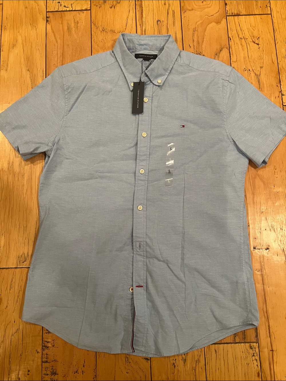 Tommy Hilfiger Light Blue Short Sleeve Button-Down Shirt - Casual